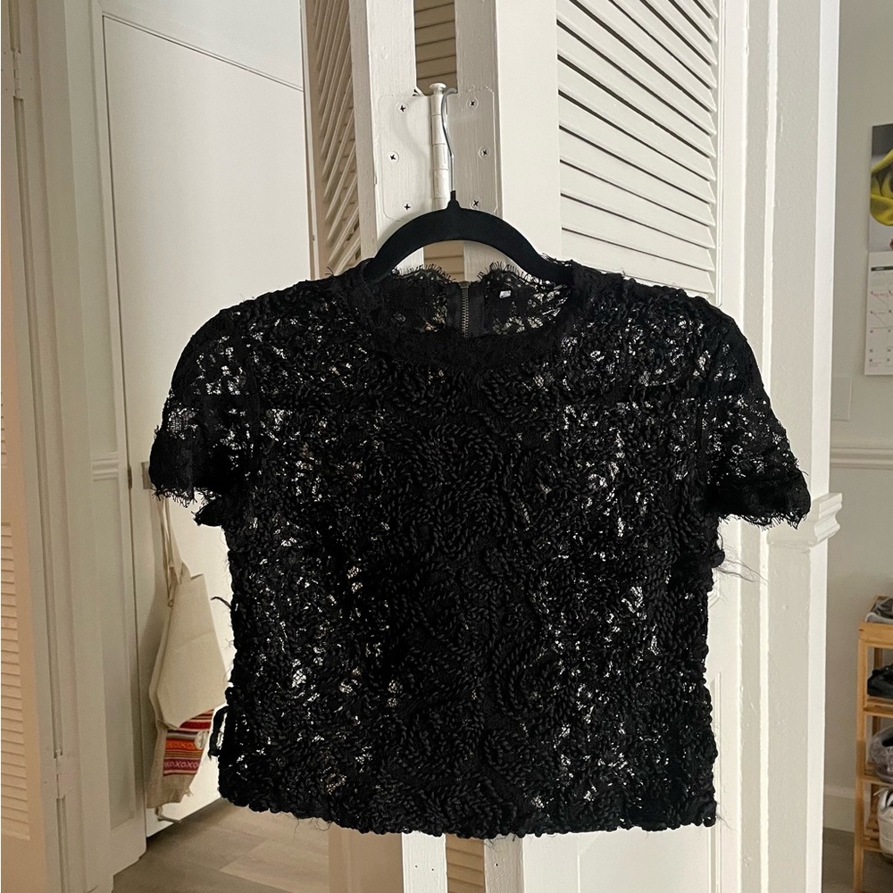 Zara Elegant Black Lace Crop Top